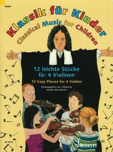 Classical Music for Children 12 Easy Pieces 4 Violins Quartet Sheet Music Book - Picture 1 of 1