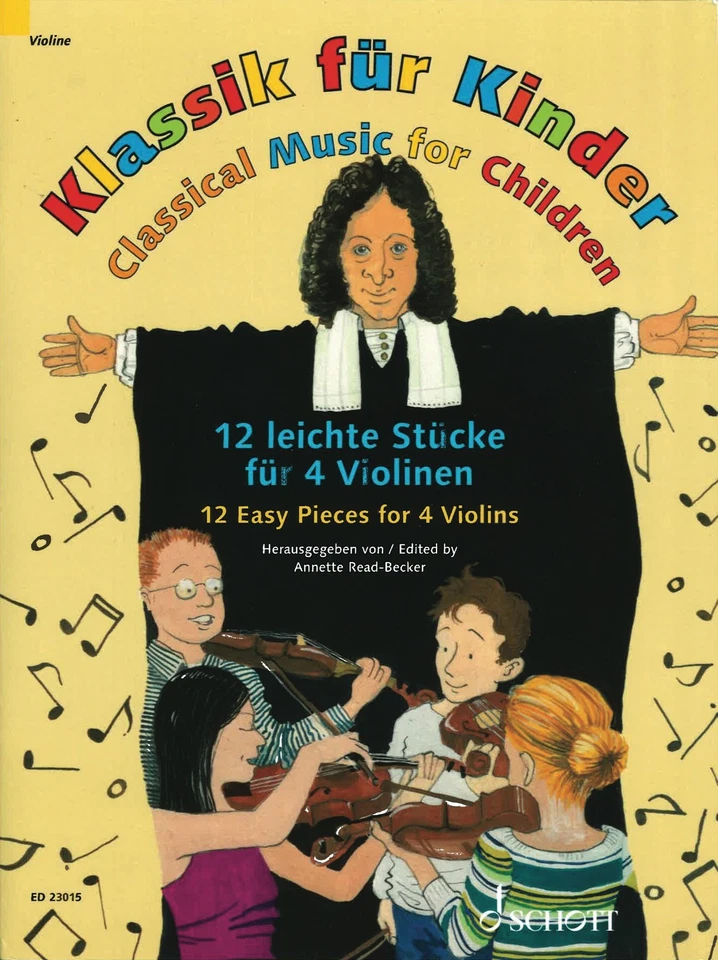 Classical Music for Children 12 Easy Pieces 4 Violins Quartet Sheet Music Book - Image 1 of 1