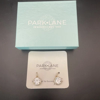 Park Lane Solitaire CZ Crystal Drop/ Dangle Earrings w/Pave crystal Detail, NIB - Image 1 of 4