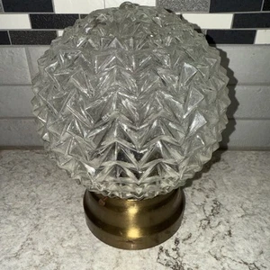 Lámpara de techo vintage MCM cristal diamante corte punto diamante globo bronce - Imagen 1 de 8