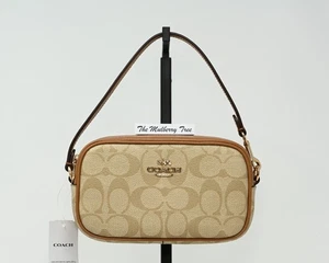 Coach Jamie Wristlet Light Khaki Signature Canvas Saddle Leather CA718 NWT $178 - Picture 1 of 14