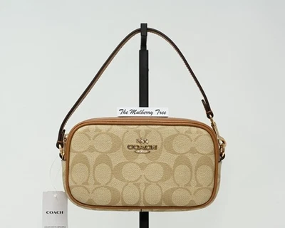 Coach Jamie Wristlet Light Khaki Signature Canvas Saddle Leather CA718 NWT $178 - Image 1 of 4