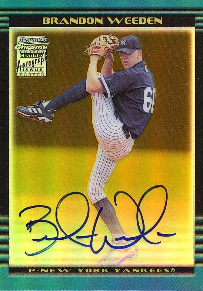 Brandon Weeden 2002 Bowman Chrome GOLD Auto Autograph Yankees OSU Cowboys - Image 1 of 2