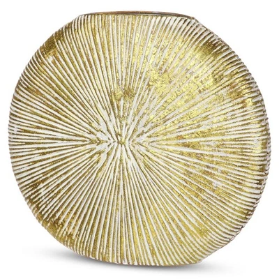 黄金金属花瓶家居装饰 – 11.4 英寸 x 10.2 英寸现代装饰花瓶适用于 Pam... — 第 1/4 张图片