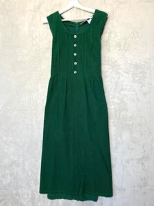 Blair Jumper Dress 2XL Corduroy Pintuck Forest Green Boho Cottage Country Farm - Picture 1 of 9