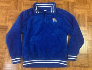 ZOOZatz Kansas Jayhawks KU Teddy Fleece Pullover Sweatshirt M Embroidered - Picture 1 of 11