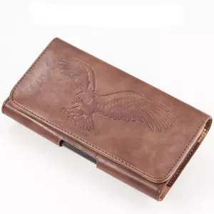 American Eagle Leather Phone Pouch Case Belt Clip Holster For iPhone 16 Pro/ 16e - Picture 1 of 6