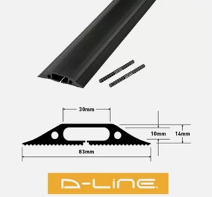 D-Line Protezione Cavo Pavimento 83mm x 14mm Nero Medio Duty Ufficio PVC Flexi 9,1m - Foto 1 di 4