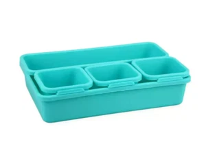 1 - Jot Mint Green 5 Piece Interlocking Plastic Desk Organizer - Picture 1 of 2