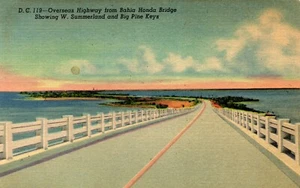 Postcard Bahja Honda bridge showing west Summerland Big Pine Key Florida - Picture 1 of 2