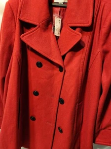 Avenue Stunning Red Double Breasted Woolblend Women's Coat  Sz 30 - Picture 1 of 20