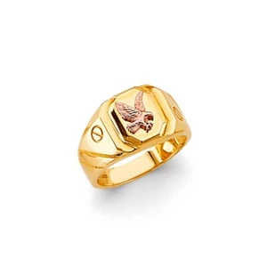 Solid 14k 2 Tone Real Gold Flying Eagle Men's Ring Band Size 10 Fancy Fashion - Picture 1 of 1