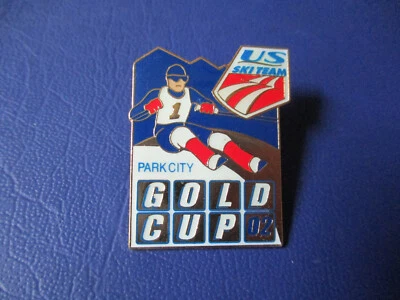 Park City Salt Lake Olympic Games Pin Button 2002 US SKI Team Gold Cup * - Image 1 of 2