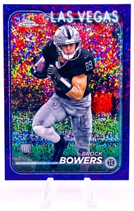 Brock Bowers 2024 Topps Chrome Football viola rifrattore macchie /275 quasi nuovo RC #207 - Foto 1 di 2