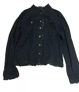 Charter Club Womens XL Stretch Ruffle Trim Denim Jacket Lightweight Blue Casual - Picture 1 of 7