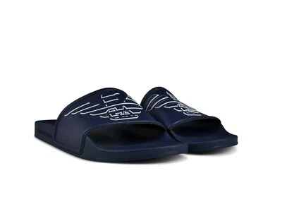 Sandálias chinelos Emporio Armani logotipo piscina azul marinho EUA 9 novas - Imagem 1 de 3