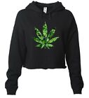 Sweat à capuche en polaire noire Junior's Weed Leaf F14 marijuana émoussée cannabis