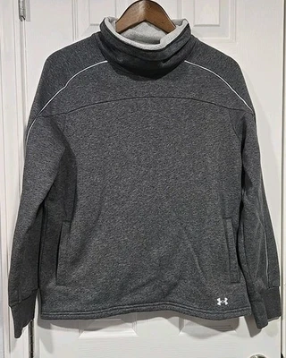 安德玛女式S圆领运动衫灰色宽松口袋户外远足  — 第 1/4 张图片