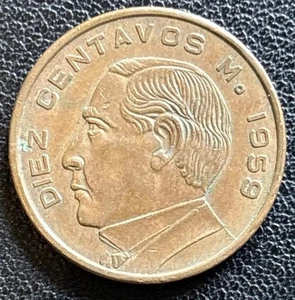 Moneda de 10 centavos de México 1959 KM# 433 - Imagen 1 de 2