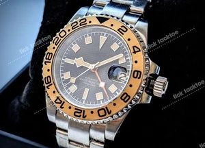 Full Automatic Diver GMT NH34 Mod Watch 40mm Yellow Black Waffle Sapphire Great! - Picture 1 of 10