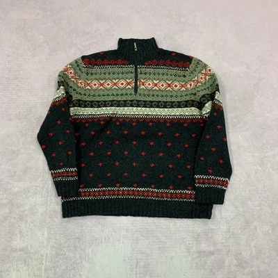 Suéter Ralph Lauren Tejido Estampado Abstracto 1/4 Cremallera Grueso Tejido Para Hombre Foto 1 de 4