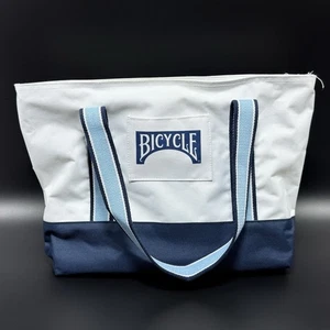 Bicycle Playing Cards Canvas Tote Bag Blue White Zipper Logo Travel Game Gear - Picture 1 of 7