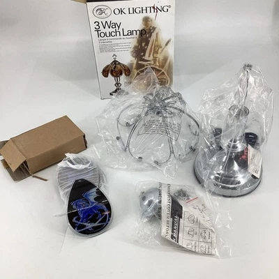 OK Lighting Touch Lamp with Blue Dragon Theme 14.25-Inch Chrome (Read Please)NEW - Image 1 of 4