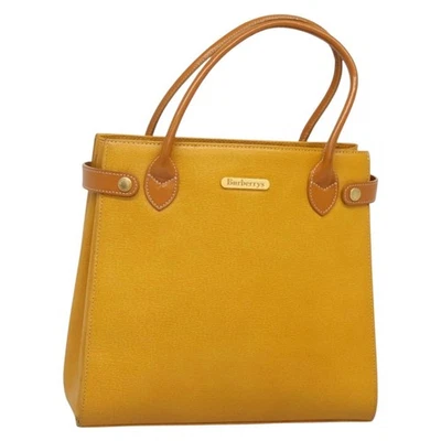 Bolso de Mano Burberrys Cuero Oro Amarillo Auténtico ti3406 Foto 1 de 4