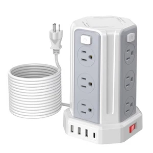 Power Strip Surge Protector, 10 Ft Extension Cord with 12 AC Multiple Outlets... - Picture 1 of 9