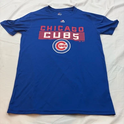 青少年男孩大号雄伟运动 T 恤芝加哥小熊队美国职棒大联盟棒球蓝色标志 — 第 1/4 张图片