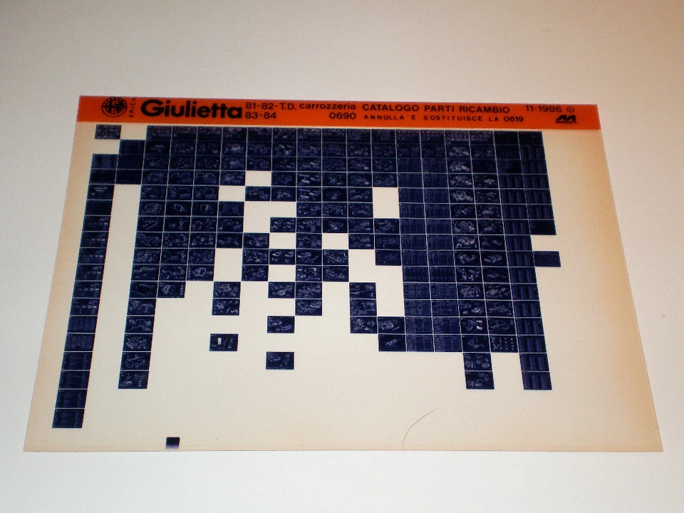 Microfiche Catalogo Ricambi Alfa Romeo Giulietta 81-82 T.D 83-84 Novembre 86 - Immagine 1 di 1
