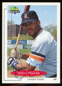 1991 London Tigers STEVE PEGUES Signed Card autograph AUTO PIRATES