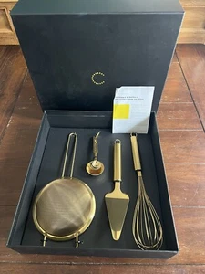Curtis Stone 4 pc Baking set Strainer Whisk & Spoons Cake Server NEW Gold Tone - Picture 1 of 7
