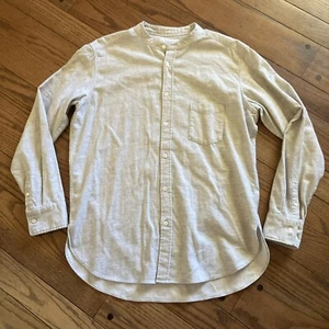 Journal Standard Mens Large Dress Shirt Button Down Grandfather Collar Chamois - Picture 1 of 5