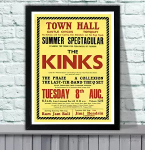 The Kinks Torquay Town Hall 1967 Concert Poster - 4 Sizes - 3 Framed Options - Imagen 1 de 2