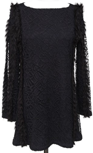 CHANEL Abito Pizzo Mini Viola Manica Lunga Gripoix Tg 38 Autunno 2012