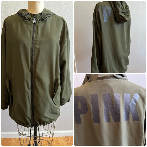 UNDERCOVER Giacca a vento Victoria's Secret ROSA verde oliva giacca a vento donna media usata in ottime condizioni