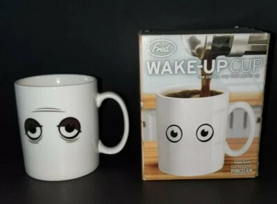 Novedad FRED Wake Up Sleepy Head Taza de café Taza Porcelana Sensible al calor Blanco Foto 1 de 4