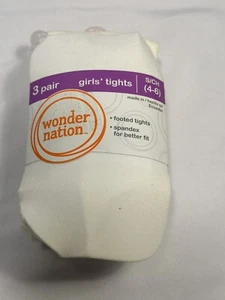 wonder nations 3 pairs girls footed tights size small 4 6 - Picture 1 of 4