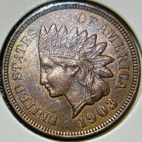 1903 1C Indian Head Penny Cent _ CH UNC MSBN+ _ Original Coin, Toned_ [JX-515] Cover