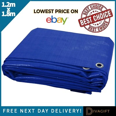 DIVA GIFT 1,2M x 1,8M SCHWERLAST WASSERDICHT ABDECKPLANE ÖSEN ABDECKUNG BODENPLANE PLANE NEU