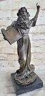 Real Bronze Moses Holding the Ten Commandments Statue Sculpture Figurine Gift