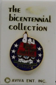Vintage Peanuts Snoopy Bicentennial Aviva Pin New on Card Rare - Picture 1 of 4