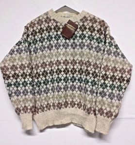 NWT! BLARNEY Woollen Mills Size 42 Woman’s Hand Knit Crew Neck Diamond Pattern - Picture 1 of 5