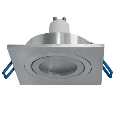 Faretto argento incasso quadrato 80mm lampada LED orientabile 8W GU10 ingresso - Immagine 1 di 4