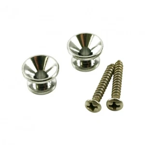 NEW Set of 2 WD STRAP BUTTONS + SCREWS for Fender Strat & Tele Chrome - Picture 1 of 1
