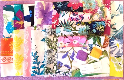 Stoffreste DIY Kit Kawandi Kantha Quilt slow stitching Tropic Flower Jungle - Bild 1 von 4