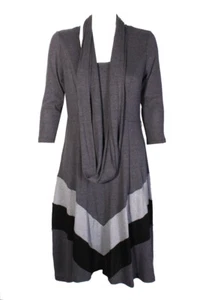Signature By Robbie Bee Petite Grey Coloblocked A-Line Dress And Infinity Scarf - Picture 1 of 3