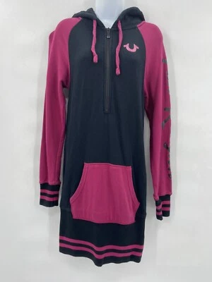 True Religion женщин большого размера толстовка с капюшоном платье Sz XS/TP черный/фиолетовый - Изображение 1 из 4