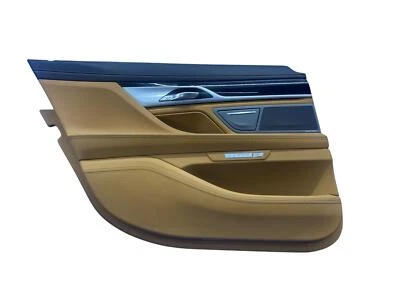 2017-2022 BMW M760I REAR LEFT INTERIOR DOOR TRIM COVER PANEL BLACK & BEIGE OEM - Image 1 of 4